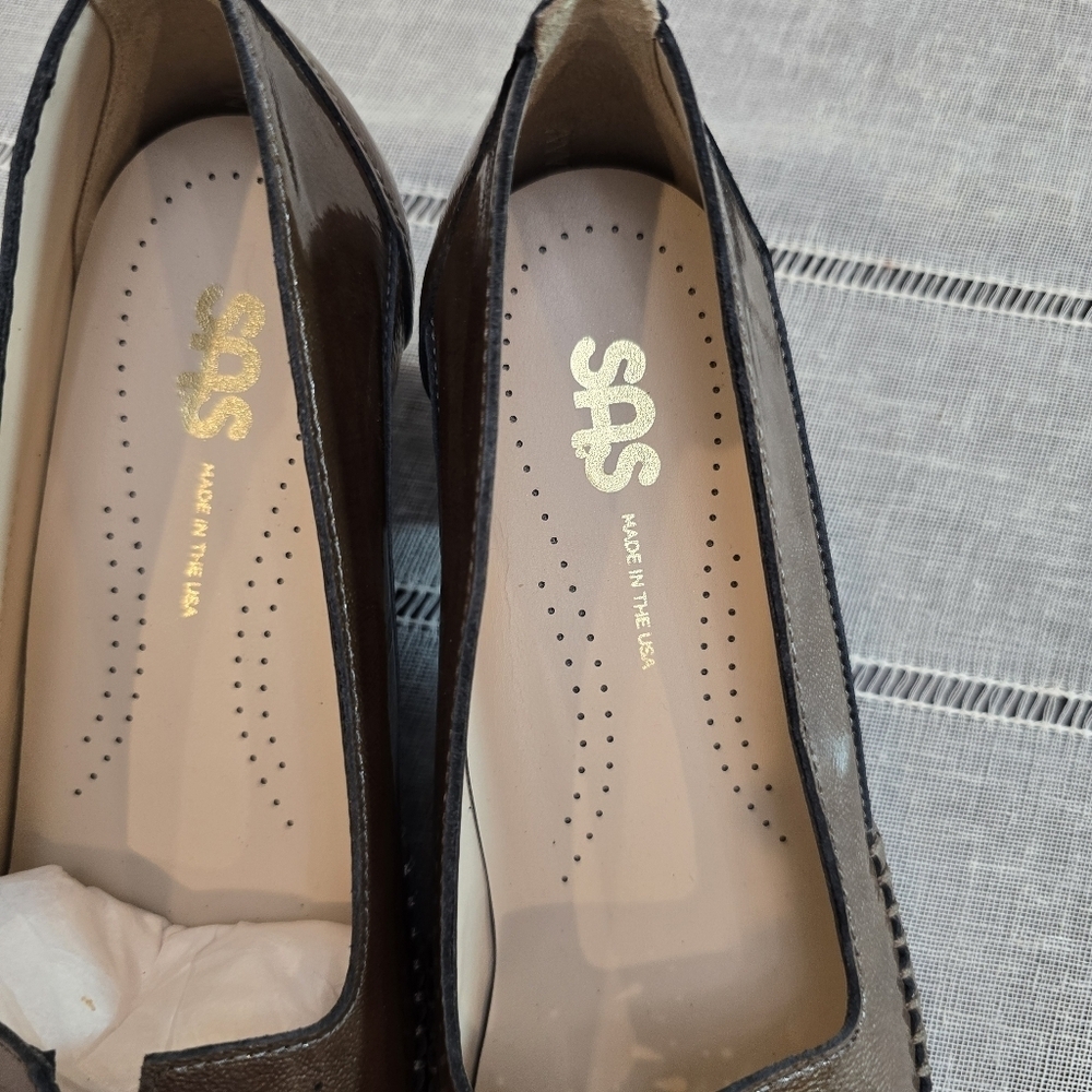SAS Sonyo Portobello Taupe Patent Leather Dress Pumps Women's US 8 New Whitout B - Picture 3 of 12